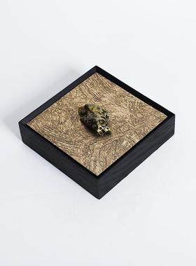 轻奢现代木质绿石头盒收纳盒桌面摆件衣帽间书房创意样板间装饰品