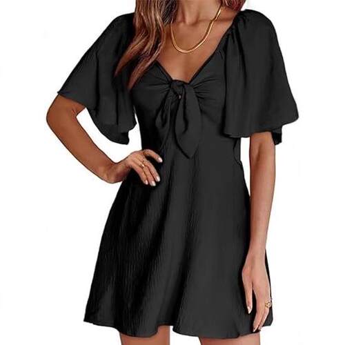Women's A-Line Dress – Elastic Back Detail Flowy Casual - 图2