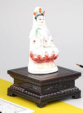 实木佛像底座加高家用供奉财神观音菩萨莲花台关公摆件方形桌定制