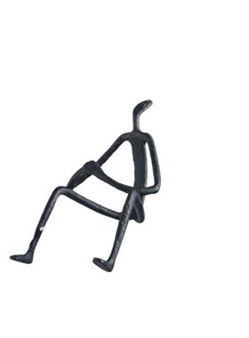 现代极简约黑色铸铁金属人物摆件创意抽象工艺品办公室书房博古架