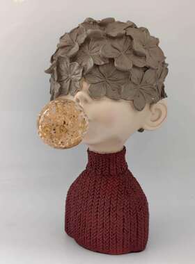 创意树脂工艺品吹泡泡男孩摆件办公桌装饰工作室书柜现代简约家居