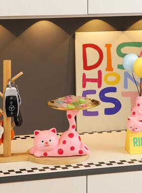 可爱招财猫入户门钥匙收纳玄关摆件客厅家居鞋柜多巴胺新房装饰品