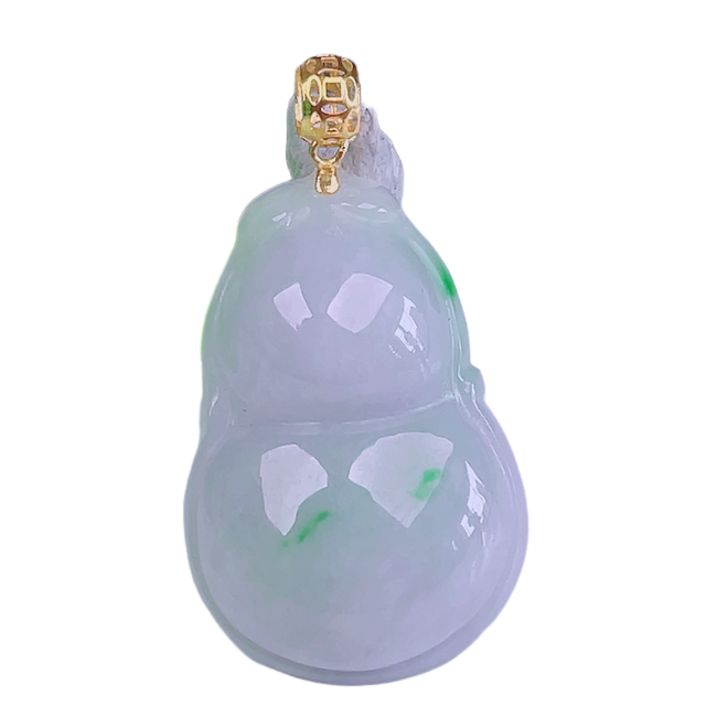 Myanmar natural authentic jadeite 18k gold buckle ice violet floating flower spring color flash gourd jade pendant 3.13g