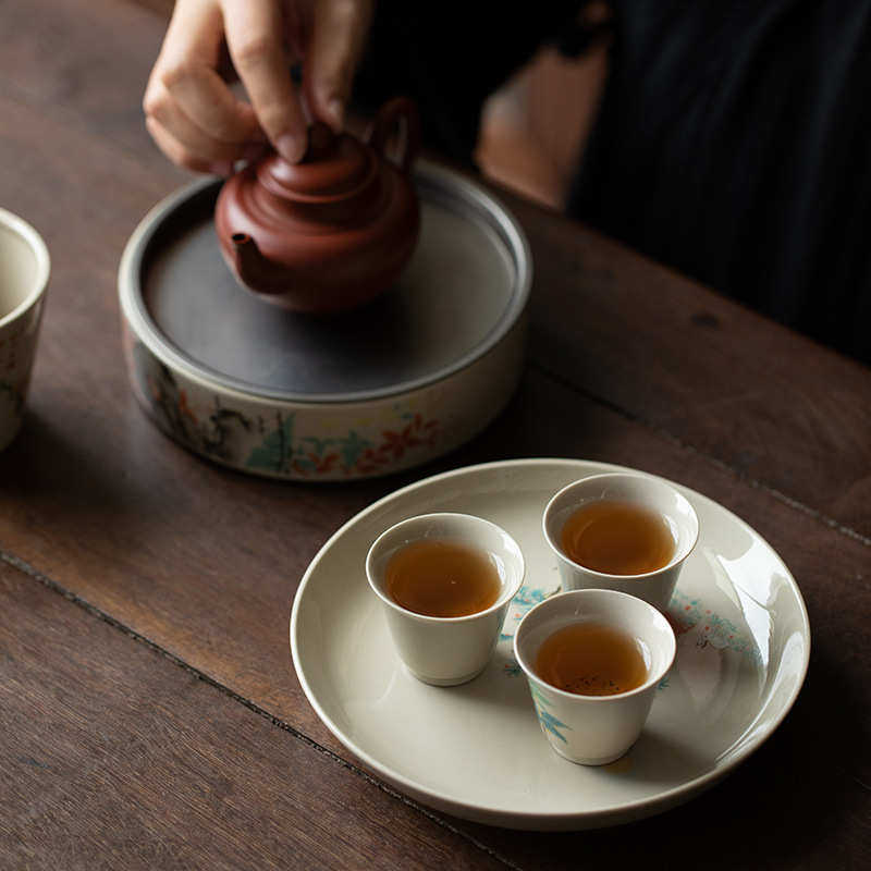 草木灰壶承陶瓷蓄水茶盘壶承干泡茶台果盘点心盘功夫茶具简约家用,淘宝优惠券,粉丝福利购,淘宝优惠卷