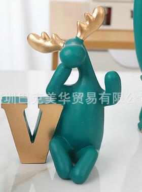 北小现欧代可爱鹿件客厅卧摆室温馨小摆设酒柜电视柜饰品AB-4结婚