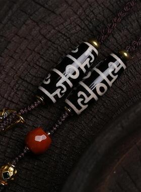 藏式精品唐卡横财入账吊牌挂坠毛衣链玛瑙天珠配饰手工编织绳项链