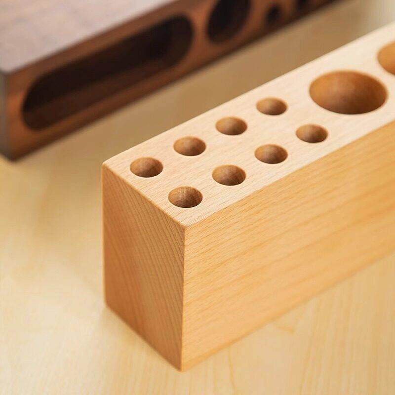 Creative solid wood pen holder multi-function stationery storage box business gift cute wooden pen holder black walnut pen insert