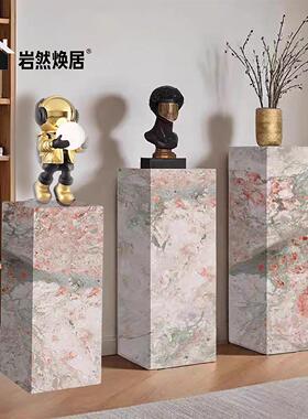 岩板花架展示台客厅玄关会所展厅雕塑摆件大理石底座摆台工艺礼品