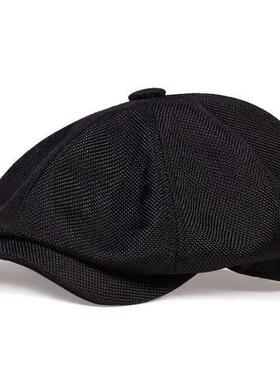 Men's Fitted Retro Black Newsboy Cap - British Style