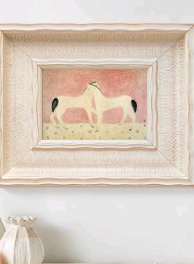法式轻奢小众装饰画北欧餐厅艺术壁画女孩房卧室常玉粉色白马挂画