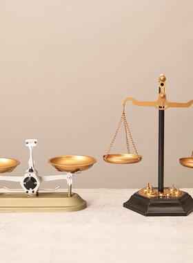 覆古铁艺天平秤托 托盘模型摆件办公室饭厅书房桌面家居摆设装饰