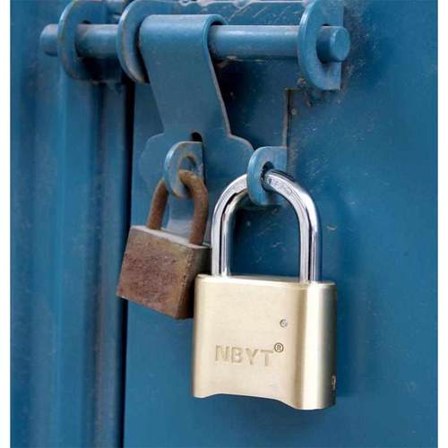 密码挂锁铜铁门/仓库货车大门4位大号长挂锁铜特大号密码锁挂锁 - 图1