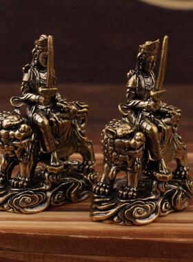 黄铜摆件文殊菩萨摆件小铜器创意工艺品摆件办公室装饰文殊摆件