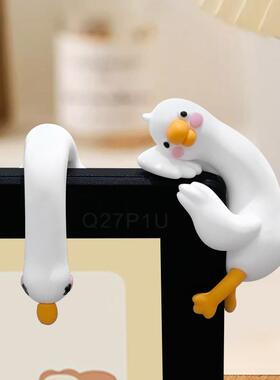可爱大白鹅显示屏装饰趴趴摆件办公室工位治愈系送闺蜜生日小礼物