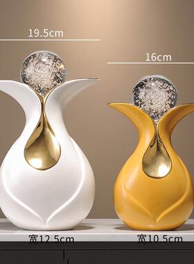 高档创陶瓷艺术摆件球财源滚滚招财客水厅酒柜电视意柜办公室装晶