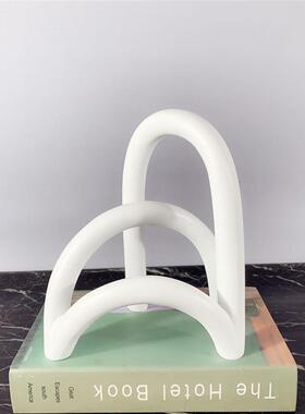 简约房现代家居透3375色树脂拱形屏风白摆件柜客厅玄关电视书饰品