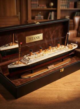 TITANIC泰坦尼克号实木工艺船模型礼盒装收藏摆件