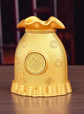 高档八方来财日进斗办金福袋聚宝黄金袋桌面摆件财进宝公室装盆招
