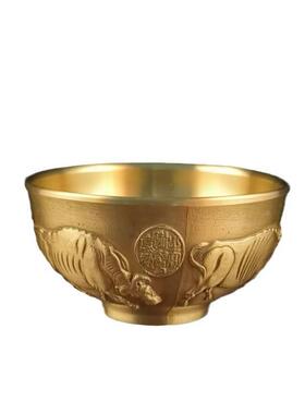 铜碗铜餐具摆件铜筷子铜勺子套装金饭碗家居家用碗摆现实