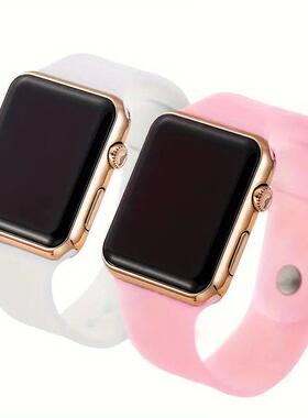 2pcs Couple LED Display Electronic Watches, Sports Silicone