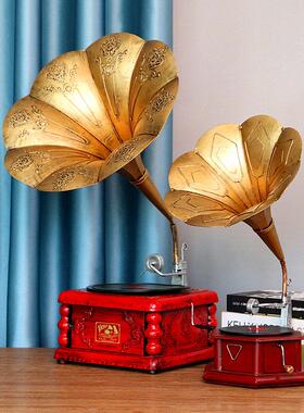 覆古风留声机摆件民国上海古董唱片机老式怀旧道具店铺装饰小物件