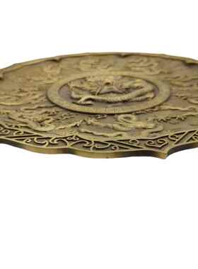 古玩古玩仿古铜九龙盘托盘茶盘茶道配件 收纳盘文盘摆件