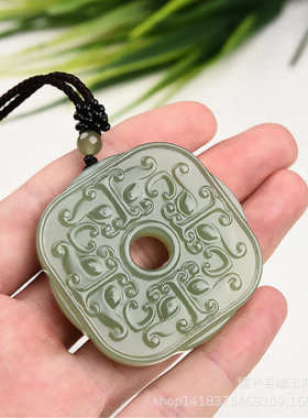 和田玉貔貅玉吊坠挂件平an扣吊坠四方神兽皮丘玉坠玉佩玉器珠宝