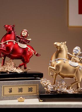 新中式马上封侯办公室创意摆件客厅玄关酒柜电视柜装饰品升职礼品