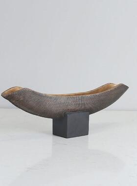 约现代新中式船型长MC-TY-38条摆件样房售楼处板客厅玄关墅家居别