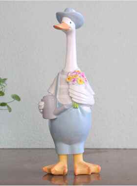 新款直销跨境工艺品庭院花园装饰北欧蓝色鸭子家居摆件创意树脂工