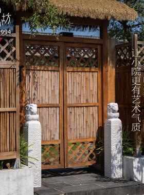 匠心坊中式庭院造景布置石柱别墅门口大象摆饰户外花园彷古拴马柱