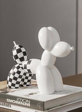 北欧ins黑白格子创意气球狗软装摆件家居客厅酒柜小众个性装饰品