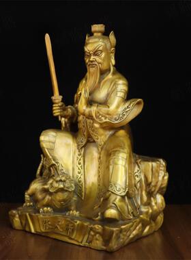 纯黄铜张道陵张天师祖师爷坐像摆件龙虎山正一真人铜像装饰摆设