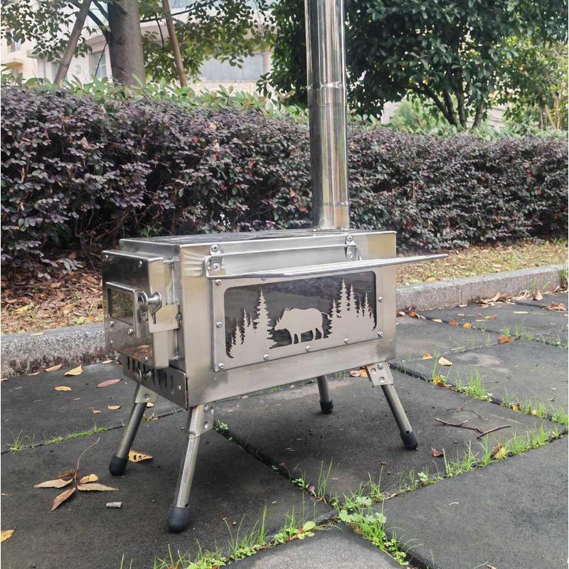 户外折叠多功能照明柴火取暖炉不锈钢帐篷炉野餐露营便携式柴火灶 - 图3