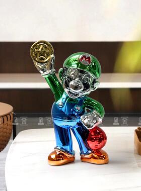 现简约轻奢潮玩电镀大富翁公仔摆件样板房酒店会所玄关桌电视柜