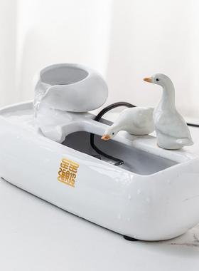 高档意创陶瓷流水喷泉摆件化湿加器水景鱼缸办公室桌面装饰雾乔迁
