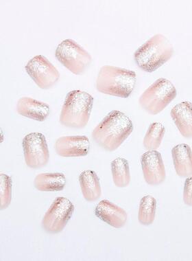 穿戴甲闪粉法式美甲贴片短款甲片假指甲成品甲nails