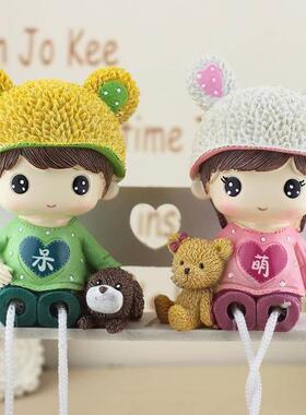 中秋国庆节礼物网红家居桌面小摆件客厅酒柜房间装饰呆萌吊脚娃娃