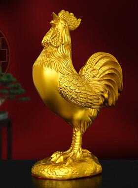 黄铜大公鸡摆件金鸡报晓吉祥物福字鸡家居客厅装饰铜纳财生肖鸡