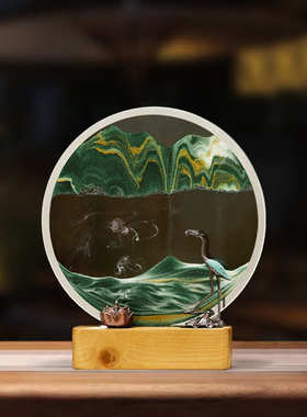 新中式创意流沙画摆件客厅办公室装饰摆件高级玻璃动态解压装饰品