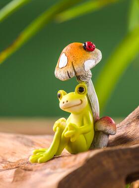 日式卡通看书青蛙摆件创意花园庭院微景观布置花盆鱼缸造景装饰品