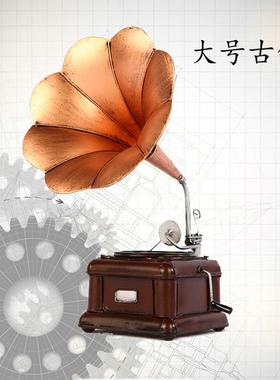正品老式铁艺仿古复古唱具片机 留机 影道 模型家居装饰摄品摆声