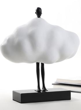 现代简约家居创意树脂云朵人物摆件 软装样板间电视柜极简小摆件