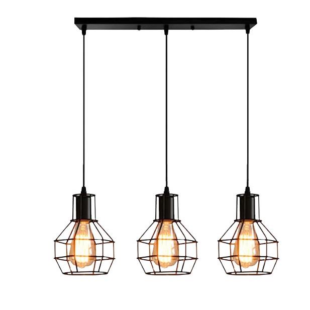 1462美式乡意村复古工业风餐吊灯个性创厅酒店房客铁艺手雷餐吊 - 图3