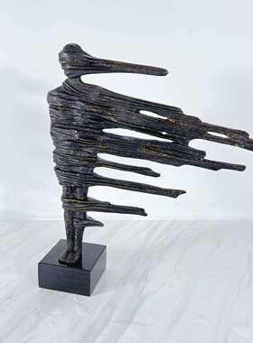 北欧板现代楼黑色金属人像件雕摆塑样房售处软装家居2403饰品