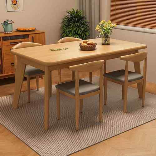 VBH餐桌家用小户商型出厅租屋北欧饭客实木桌腿吃饭餐饮用组合小 - 图2