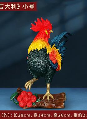 高档《金鸡报喜》铜公柜鸡摆吉二祥物纯铜十生肖招财鸡客厅件酒装