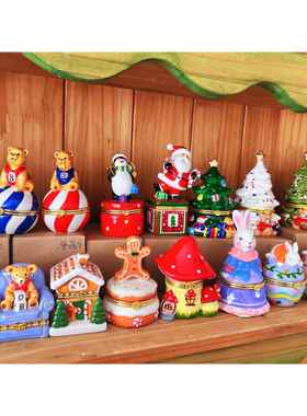 覆古陶瓷首饰盒收纳摆件装饰可爱耳钉项炼戒指创意生日礼物送女生