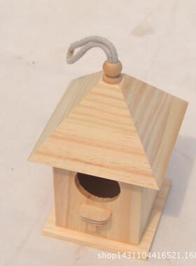 户外装饰房子观察屋木质鸟窝现货木制鸟屋木质diy木制套件小鸟窝