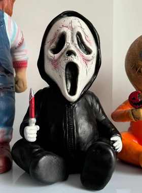 新款惊声尖叫万圣节装饰摆件骷髅人偶小摆件家居庭院装饰品工艺品